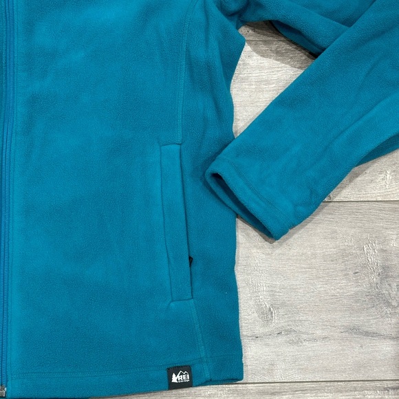 Womens REI Co-op XL 16 - 18 Full Zip Aqua Teal Fleece Shirt Top Long Sleeve Logo - Picture 6 of 9